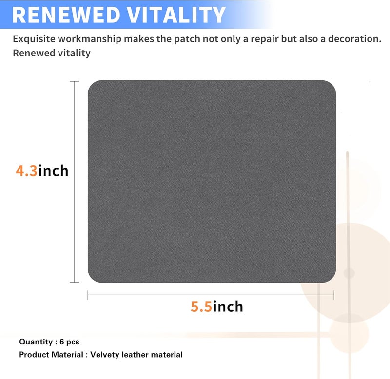 Azobur Sofa Fabric Repair Patch, 6 Piece Microfiber Patches, Self Adhesive Fabric Sofa Patch Repair Fabric, Luxurious Look, Quick Fix Sofa.(Gray) - Image 2